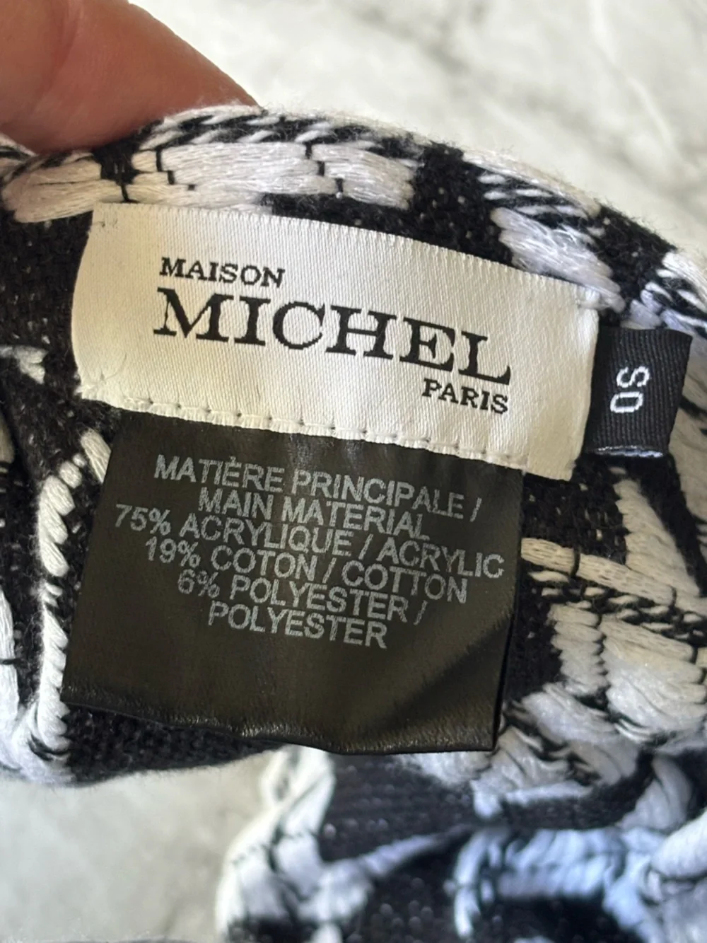 EUC MAISON MICHEL PARIS Black & White Patterned Turban Headwrap O/S